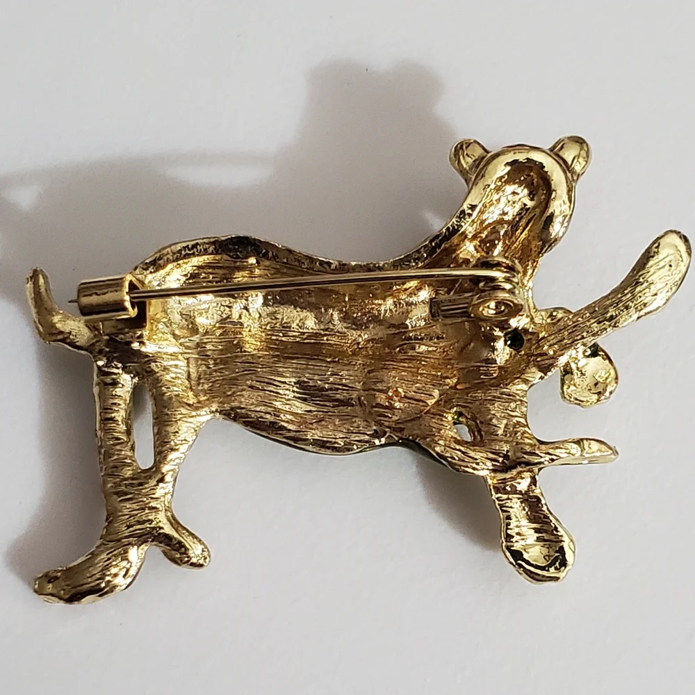 Leopard cat on branch brooch pin vintage style New enamel - Picture 7 of 15